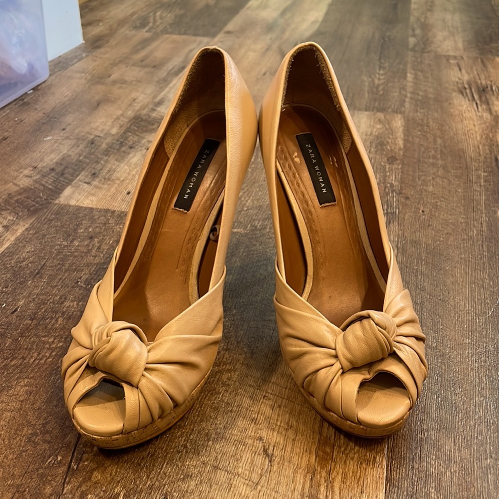 Nude Leather Pumps
